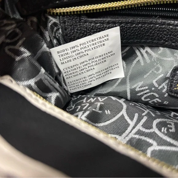 Betsey Johnson Striped Purse Handbag Satchel Pink Bow Black White Stripes - Picture 4 of 8